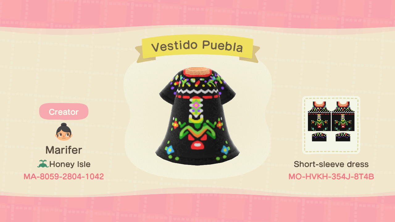 Animal Crossing Design Code: MO-HVKH-354J-8T4B Mexican Puebla Dress