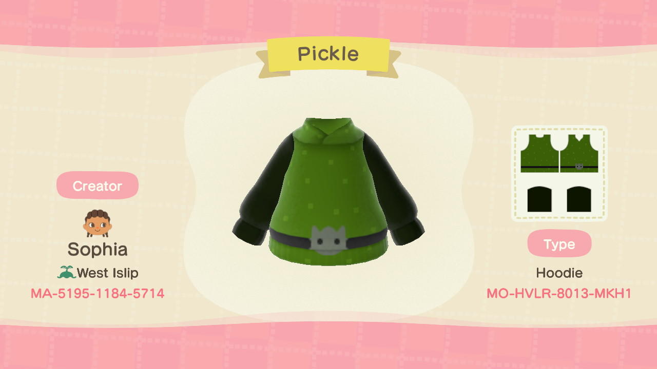 Animal Crossing Design Code: MO-HVLR-8013-MKH1 Pickle