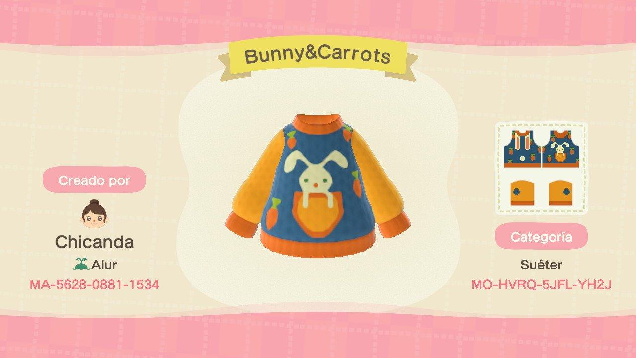 Animal Crossing Design Code: MO-HVRQ-5JFL-YH2J Bunny & Carrots