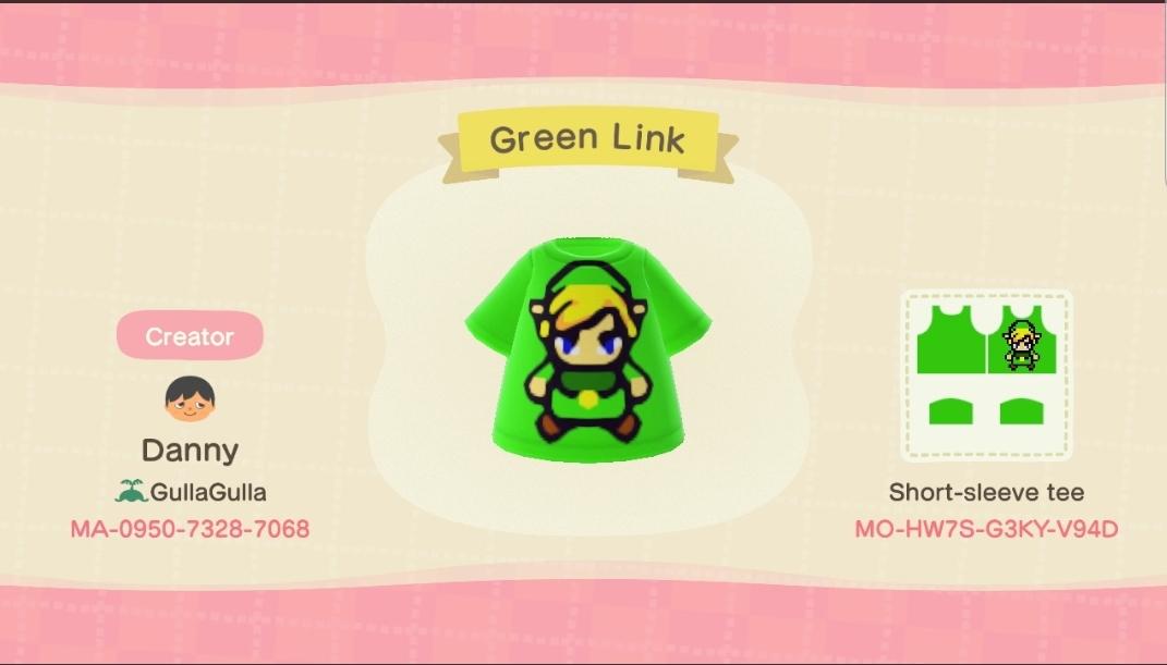 Animal Crossing Design Code: MO-HW7S-G3KY-V94D Green Link