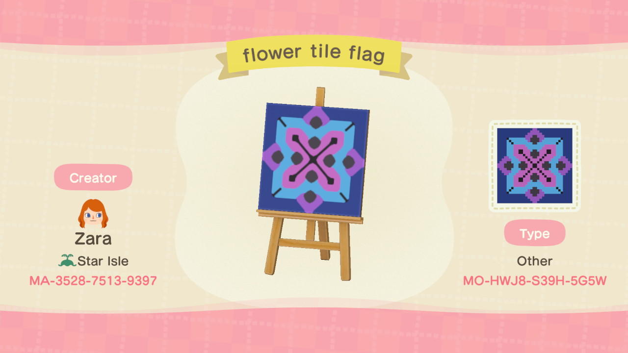 Animal Crossing Design Code: MO-HWJ8-S39H-5G5W flower tile flag