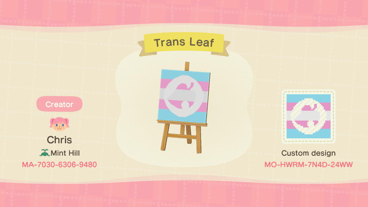 Animal Crossing Design Code: MO-HWRM-7N4D-24WW Trans Flag