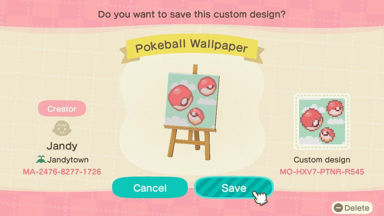 Animal Crossing Design Code: MO-HXV7-PTNR-R545 Pokeball Pattern