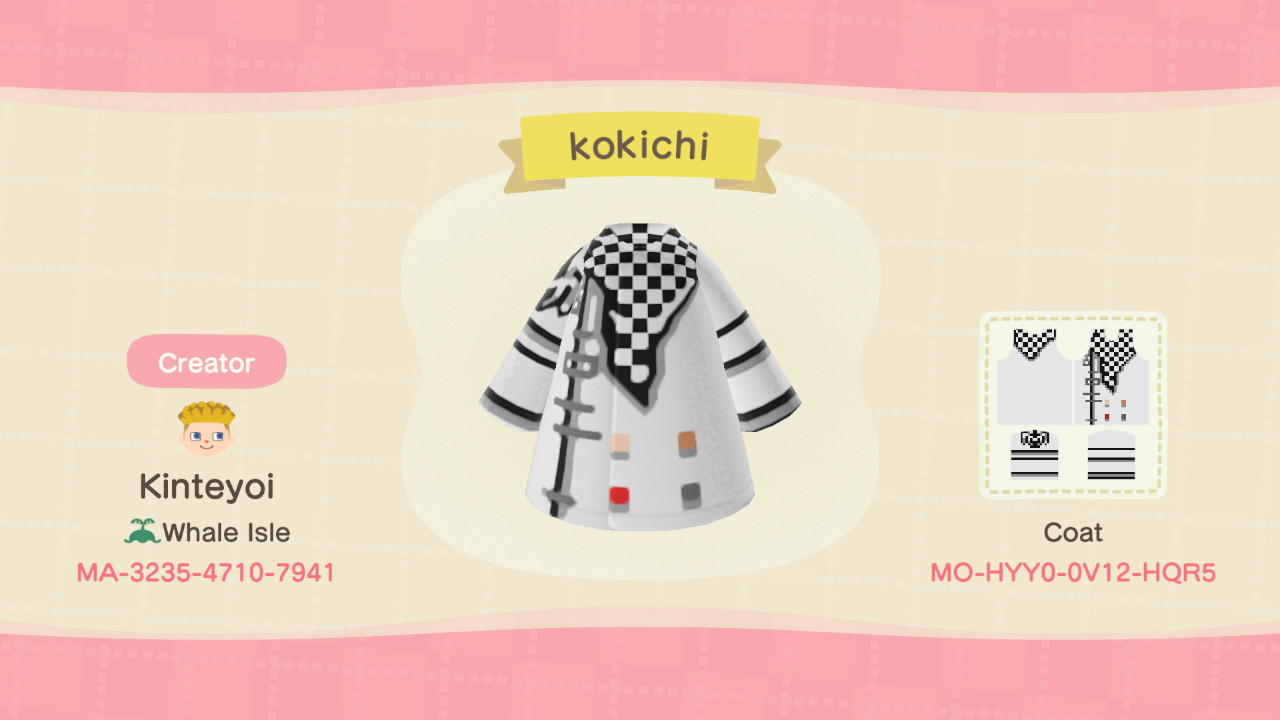 Animal Crossing Design Code: MO-HYY0-0V12-HQR5 Kokichi