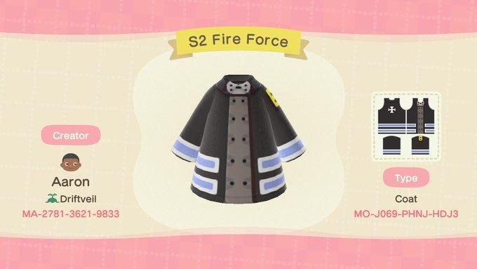 Animal Crossing Design Code: MO-J069-PHNJ-HDJ3 S2 Fire Force Coat