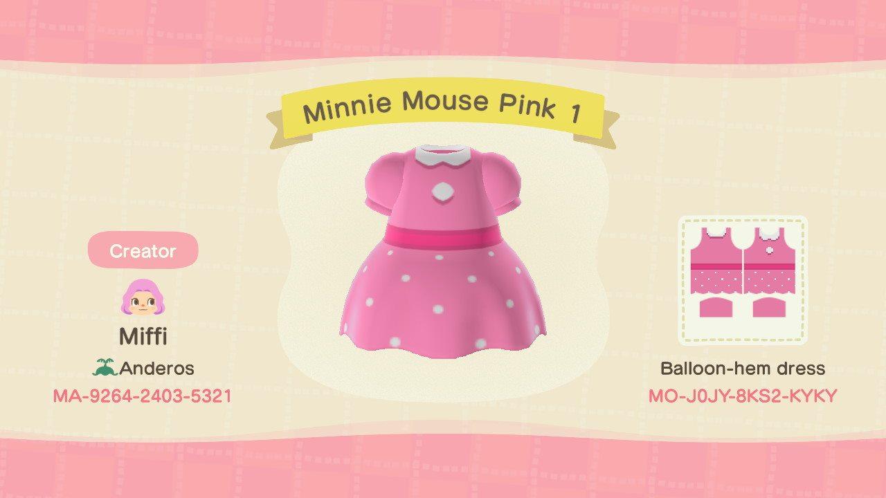 Animal Crossing Design Code: MO-J0JY-8KS2-KYKY Minnie Mouse Pink 1