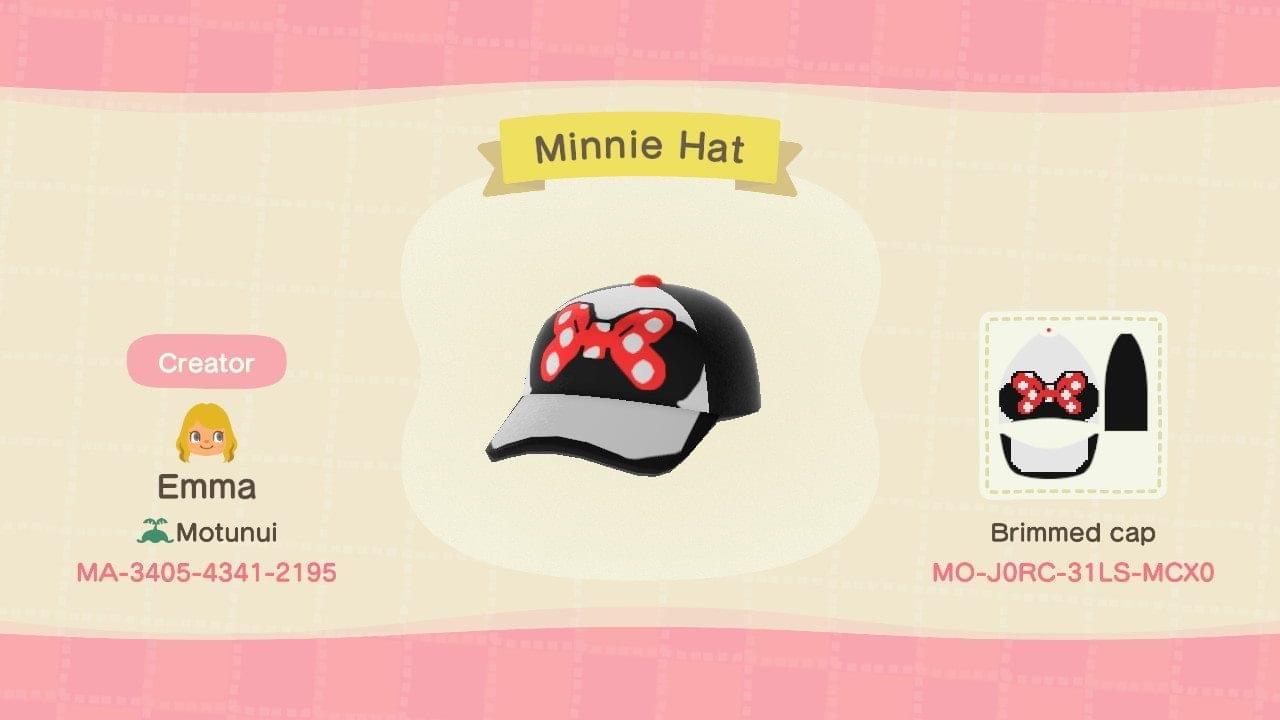 Animal Crossing Design Code: MO-J0RC-31LS-MCX0 Minnie Hat