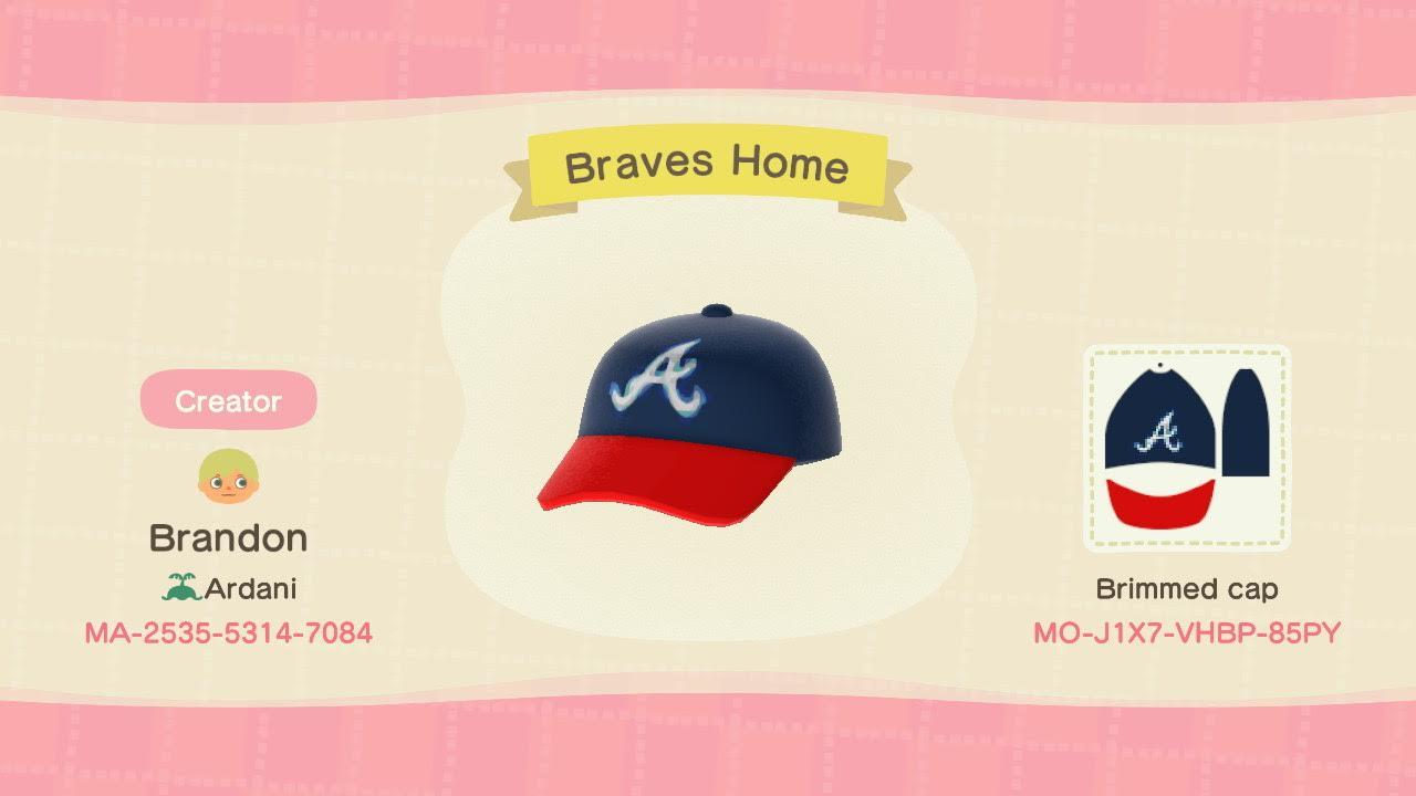 Animal Crossing Design Code: MO-J1X7-VHBP-85PY Atl. Braves Home Hat