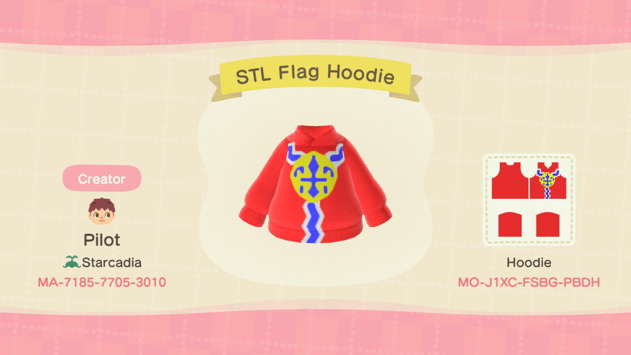 Animal Crossing Design Code: MO-J1XC-FSBG-PBDH STL Flag Hoodie