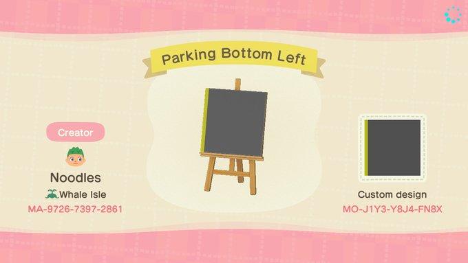 Animal Crossing Design Code: MO-J1Y3-Y8J4-FN8X Parking Bottom Left