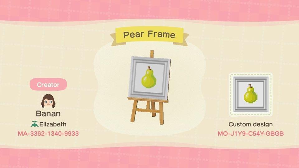 Animal Crossing Design Code: MO-J1Y9-C54Y-GBGB Pear Frame