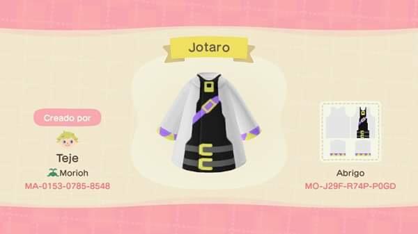 Animal Crossing Design Code: MO-J29F-R74P-P0GD Jotaro Kujo