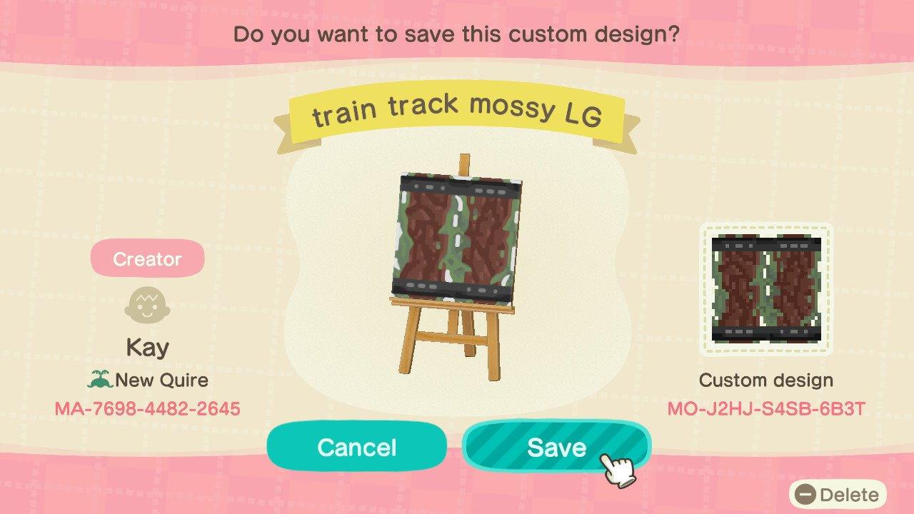 Animal Crossing Design Code: MO-J2HJ-S4SB-6B3T train track mossy LG