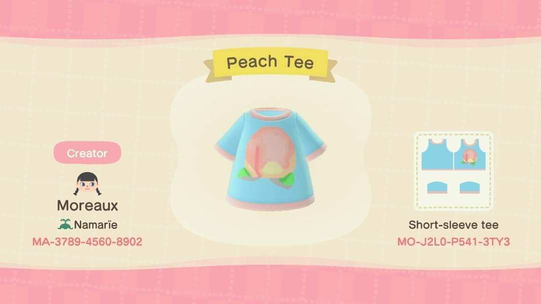 Animal Crossing Design Code: MO-J2L0-P541-3TY3 Peach Tee