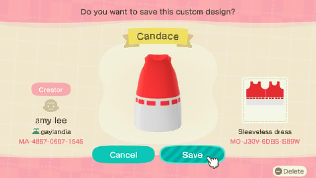 Animal Crossing Design Code: MO-J30V-6DBS-SB9W Candace
