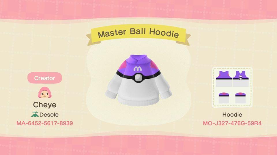 Animal Crossing Design Code: MO-J327-476G-59R4 Master Ball Hoodie