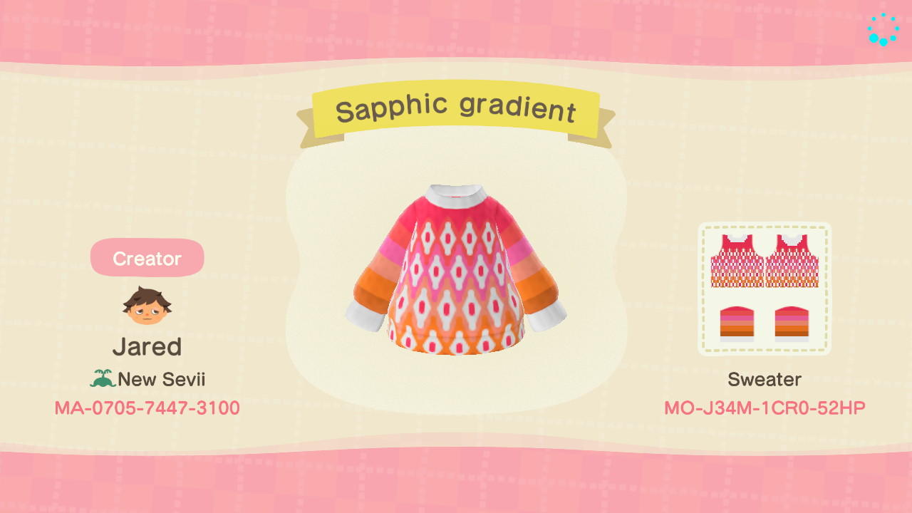 Animal Crossing Design Code: MO-J34M-1CR0-52HP Sapphic gradient