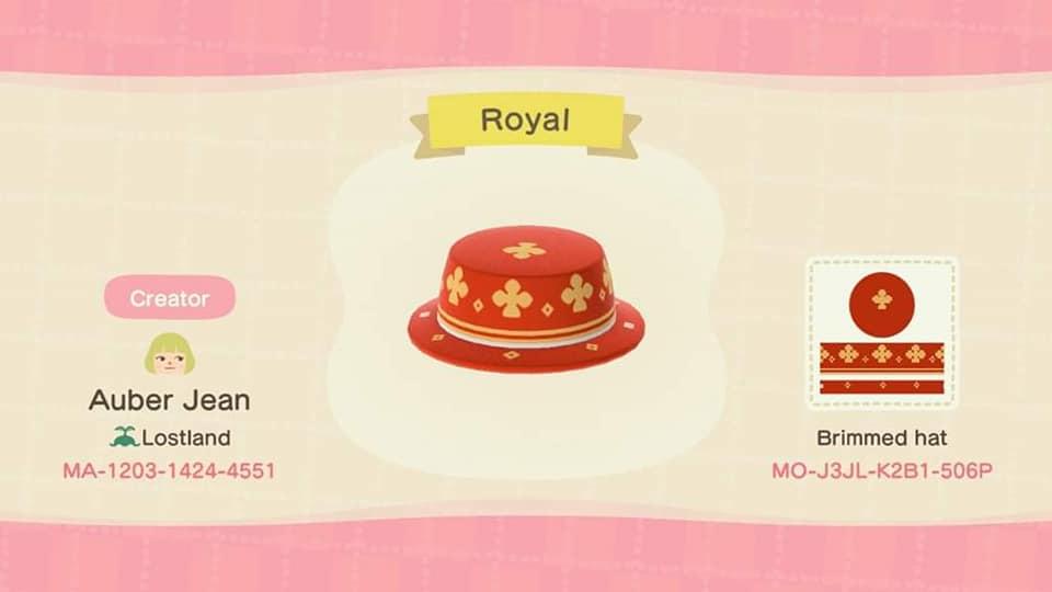 Animal Crossing Design Code: MO-J3JL-K2B1-506P Royal Hat