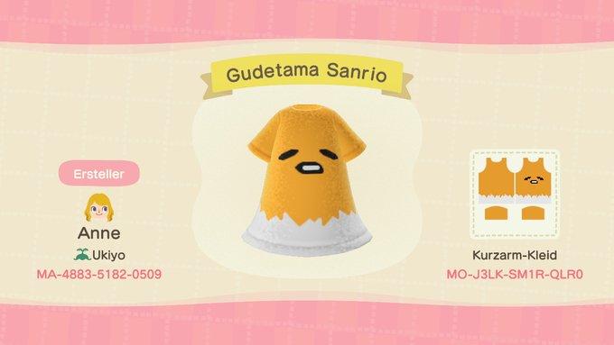 Animal Crossing Design Code: MO-J3LK-SM1R-QLR0 Gudetama Sanrio