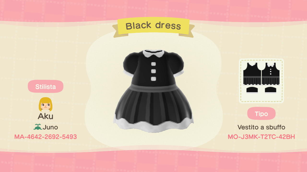 Animal Crossing Design Code: MO-J3MK-T2TC-42BH Black dress