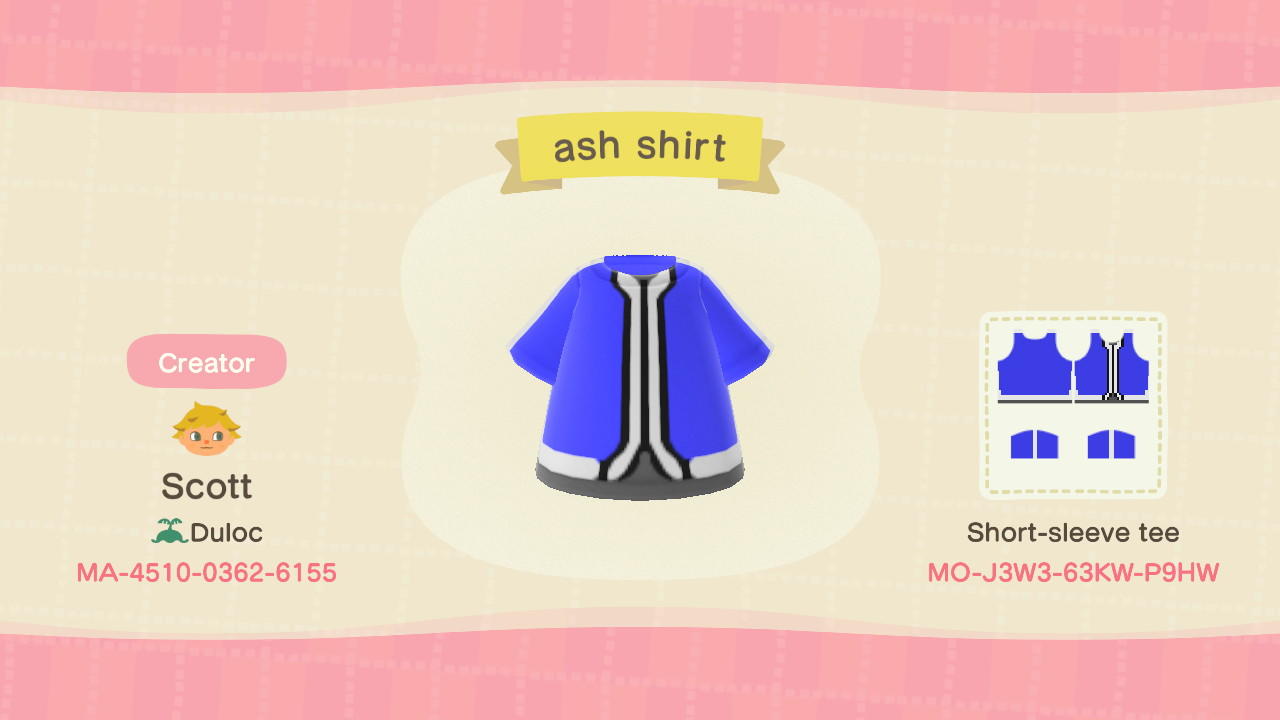 Animal Crossing Design Code: MO-J3W3-63KW-P9HW ash shirt