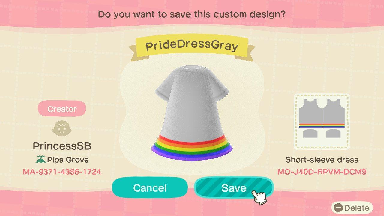 Animal Crossing Design Code: MO-J40D-RPVM-DCM9 Rainbow Pride Gray