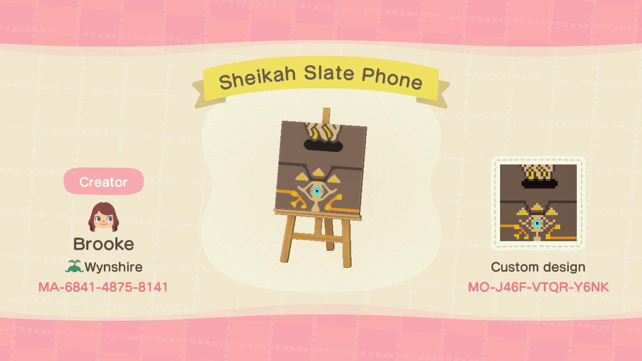 Animal Crossing Design Code: MO-J46F-VTQR-Y6NK Sheikah Slate Phone