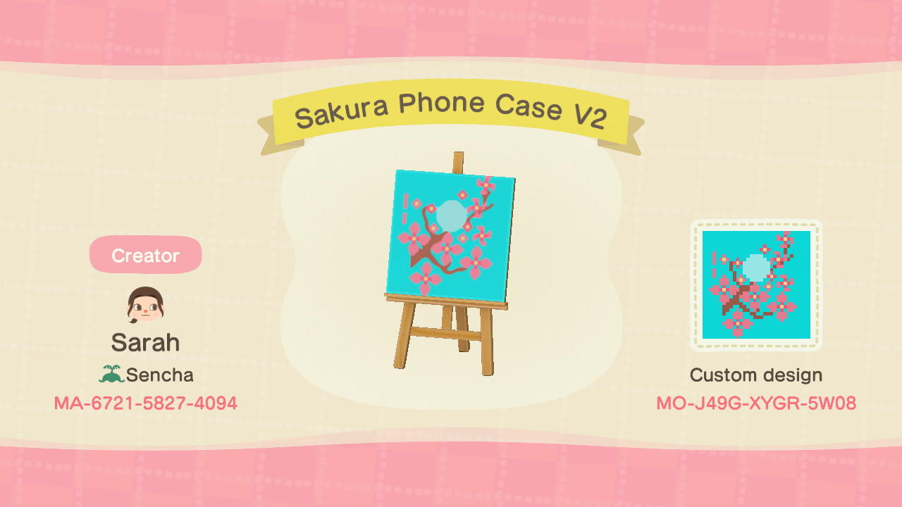 Animal Crossing Design Code: MO-J49G-XYGR-5W08 Sakura Phone Case V2