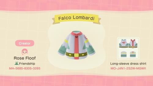 Animal Crossing Design Code: MO-J4N1-2S2W-MGWX Falco Lombardi