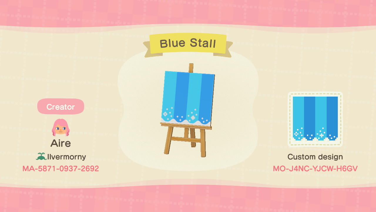 Animal Crossing Design Code: MO-J4NC-YJCW-H6GV Blue Stall
