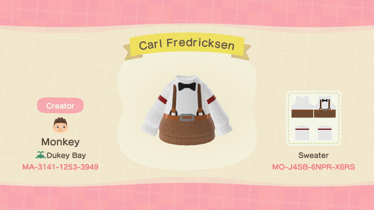 Animal Crossing Design Code: MO-J4SB-6NPR-X6RS Carl Fredricksen