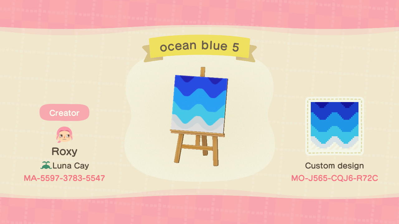 Animal Crossing Design Code: MO-J565-CQJ6-R72C ocean blue 5