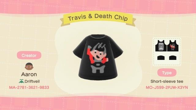 Animal Crossing Design Code: MO-J599-2PJW-X3YN Travis & Death Chip