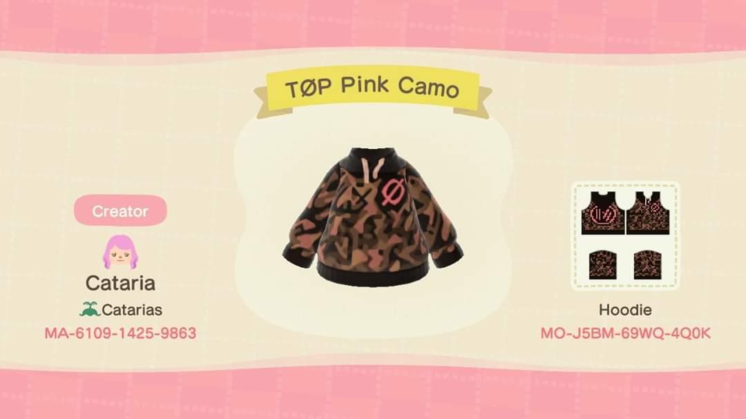 Animal Crossing Design Code: MO-J5BM-69WQ-4Q0K TØP Pink Camo
