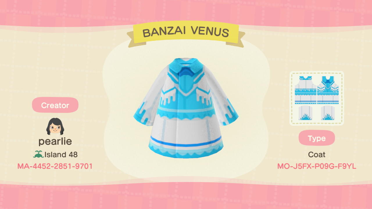 Animal Crossing Design Code: MO-J5FX-P09G-F9YL BANZAI VENUS
