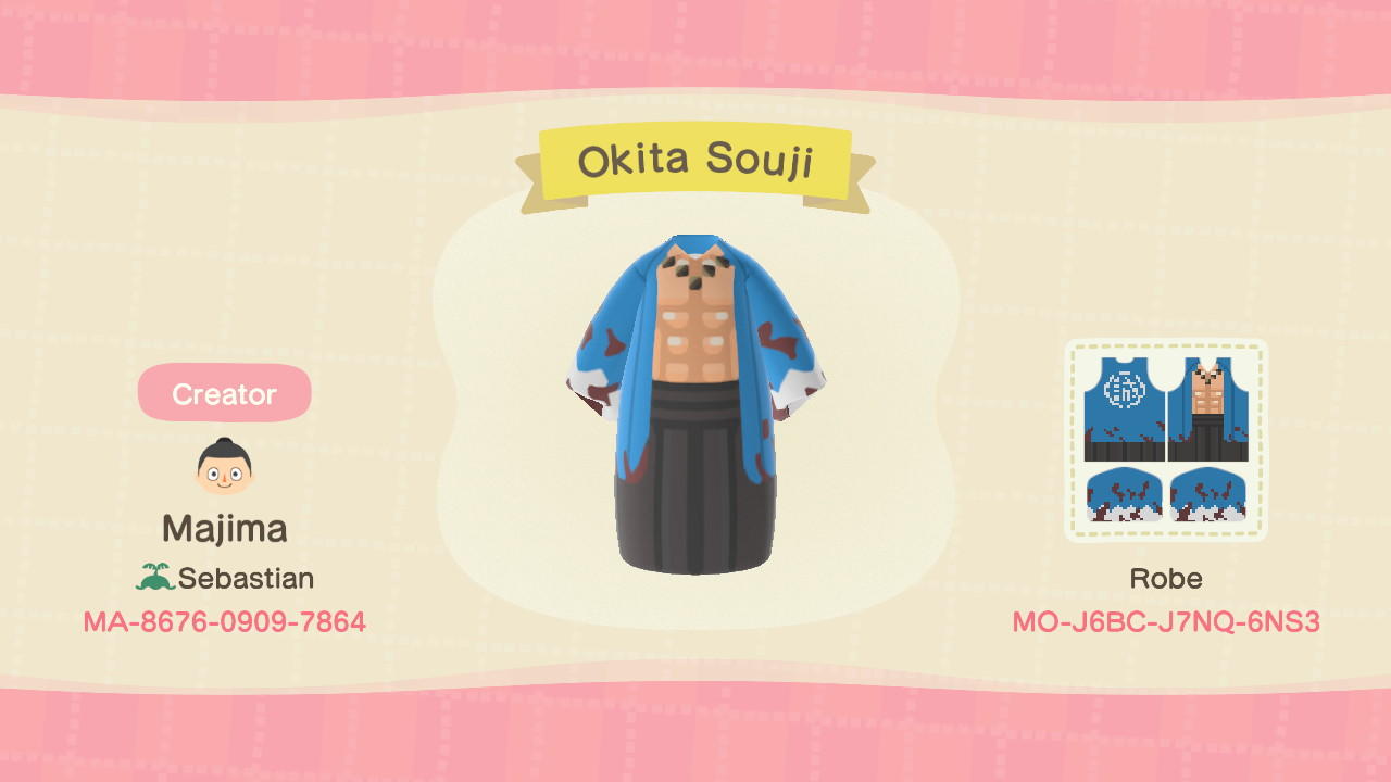 Animal Crossing Design Code: MO-J6BC-J7NQ-6NS3 Okita Souji