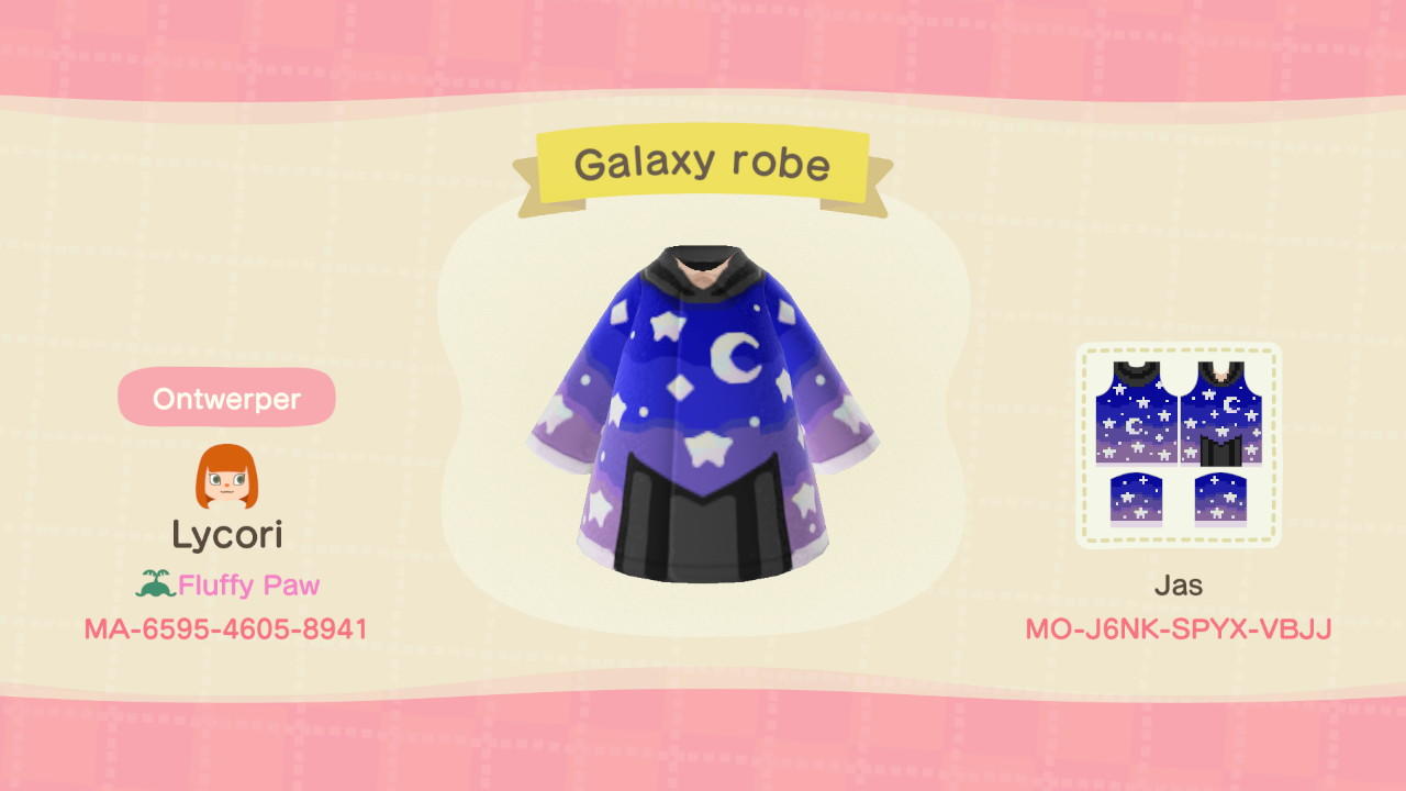 Animal Crossing Design Code: MO-J6NK-SPYX-VBJJ Galaxy robe