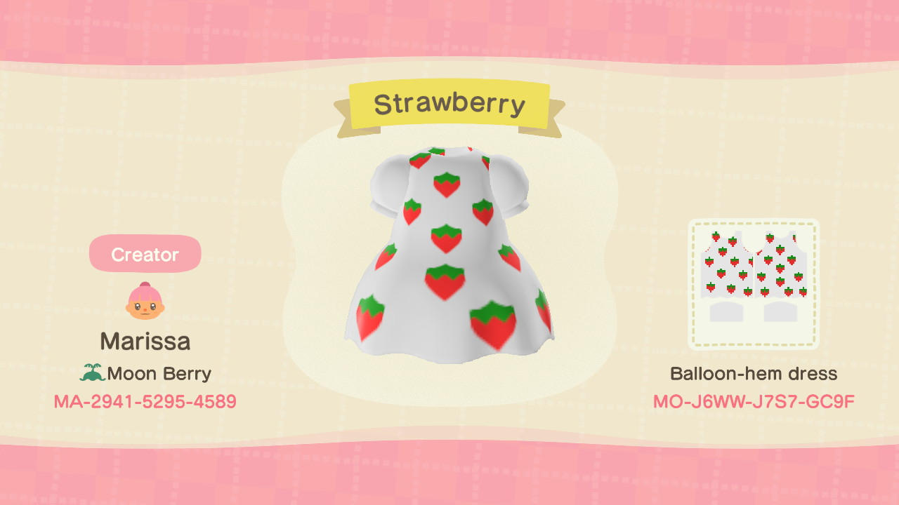Animal Crossing Design Code: MO-J6WW-J7S7-GC9F Strawberry