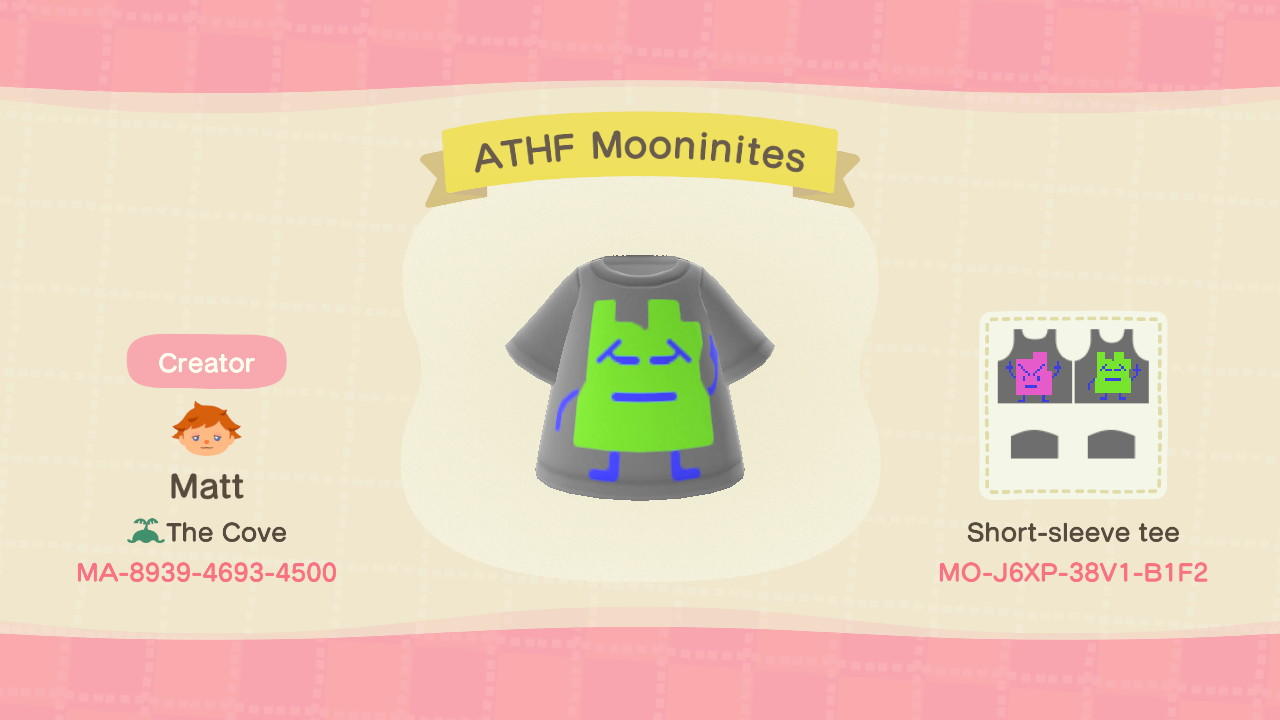 Animal Crossing Design Code: MO-J6XP-38V1-B1F2 ATHF Mooninites