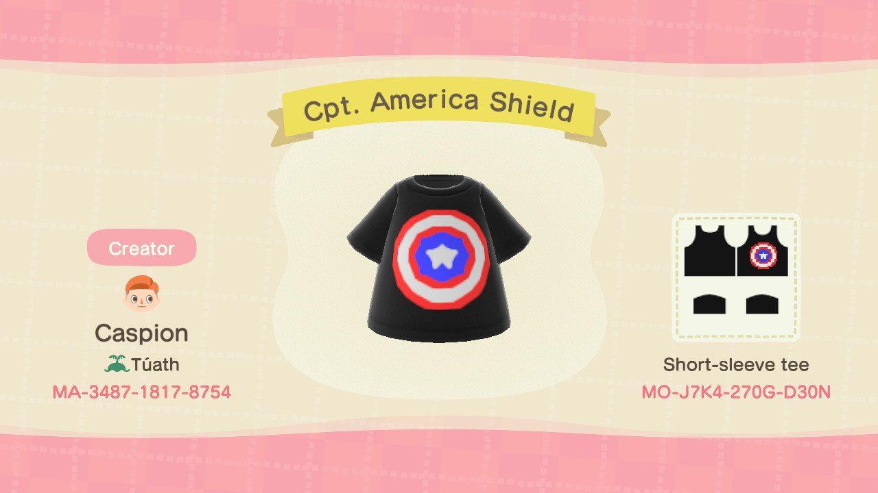 Animal Crossing Design Code: MO-J7K4-270G-D30N Cpt. America Shield