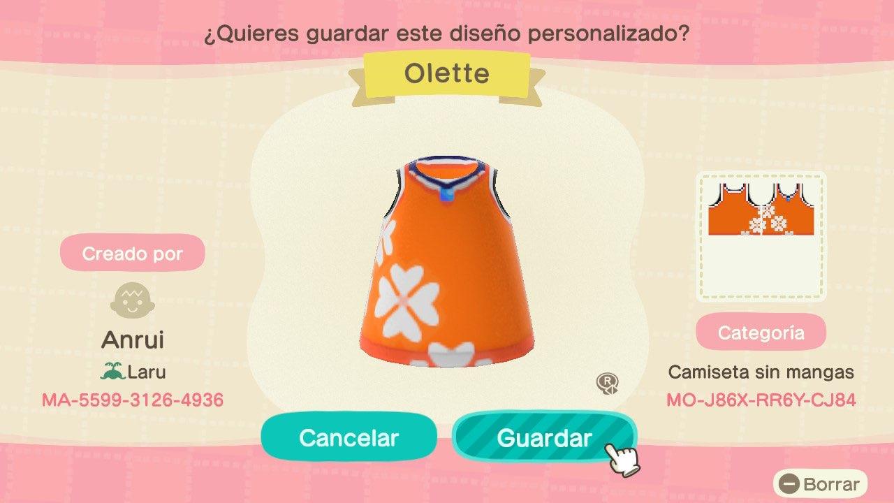 Animal Crossing Design Code: MO-J86X-RR6Y-CJ84 KH2 - Olette