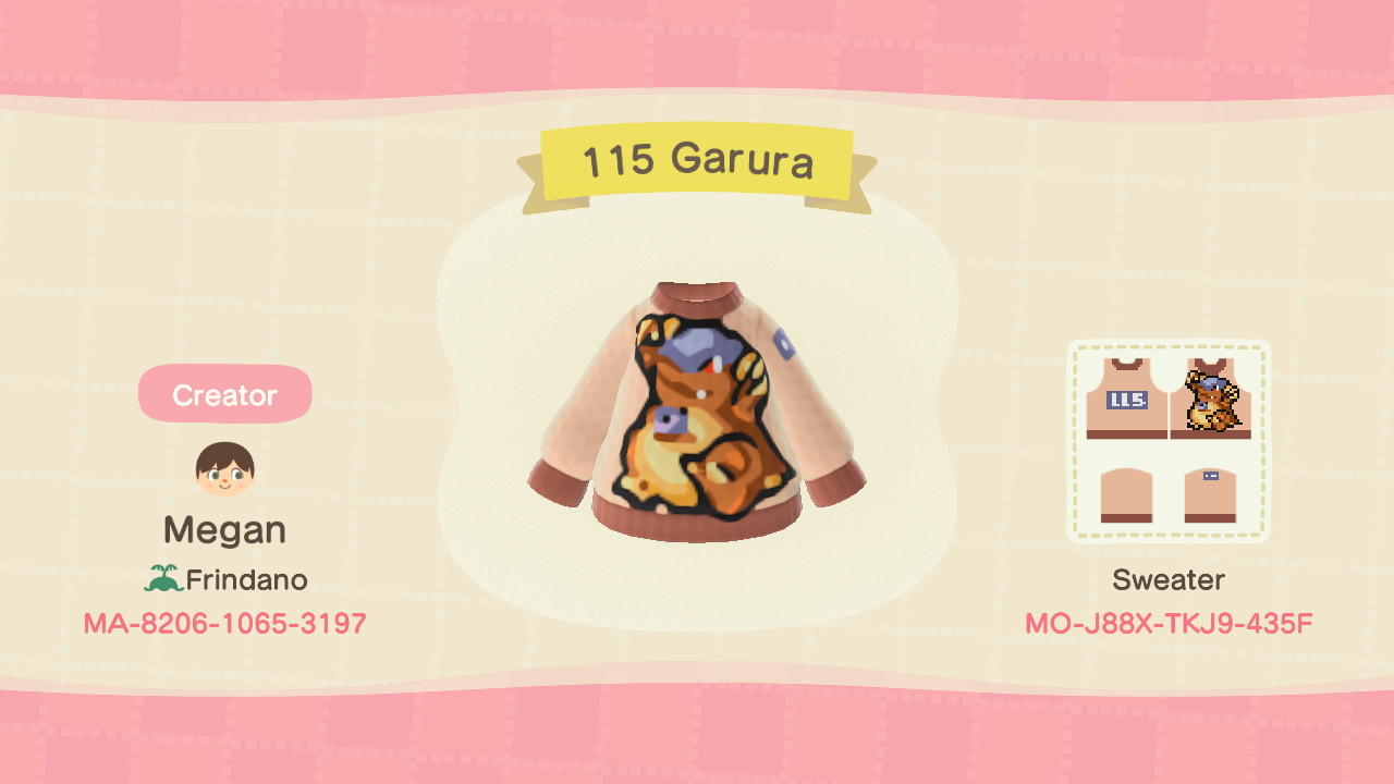 Animal Crossing Design Code: MO-J88X-TKJ9-435F 115 Garura