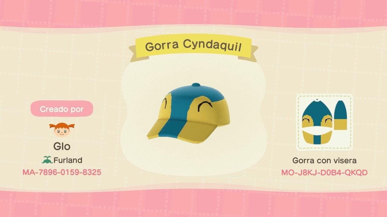Animal Crossing Design Code: MO-J8KJ-D0B4-QKQD Gorra Cyndaquil