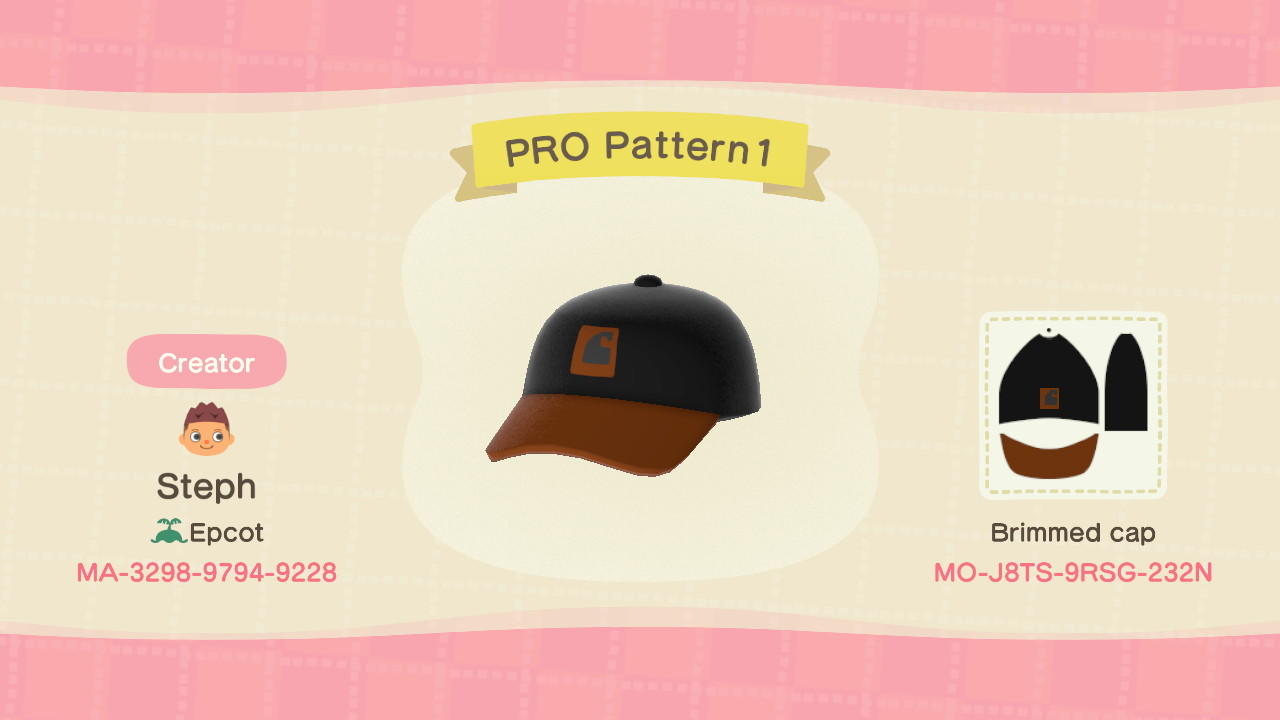 Animal Crossing Design Code: MO-J8TS-9RSG-232N Carhartt Copy Cap