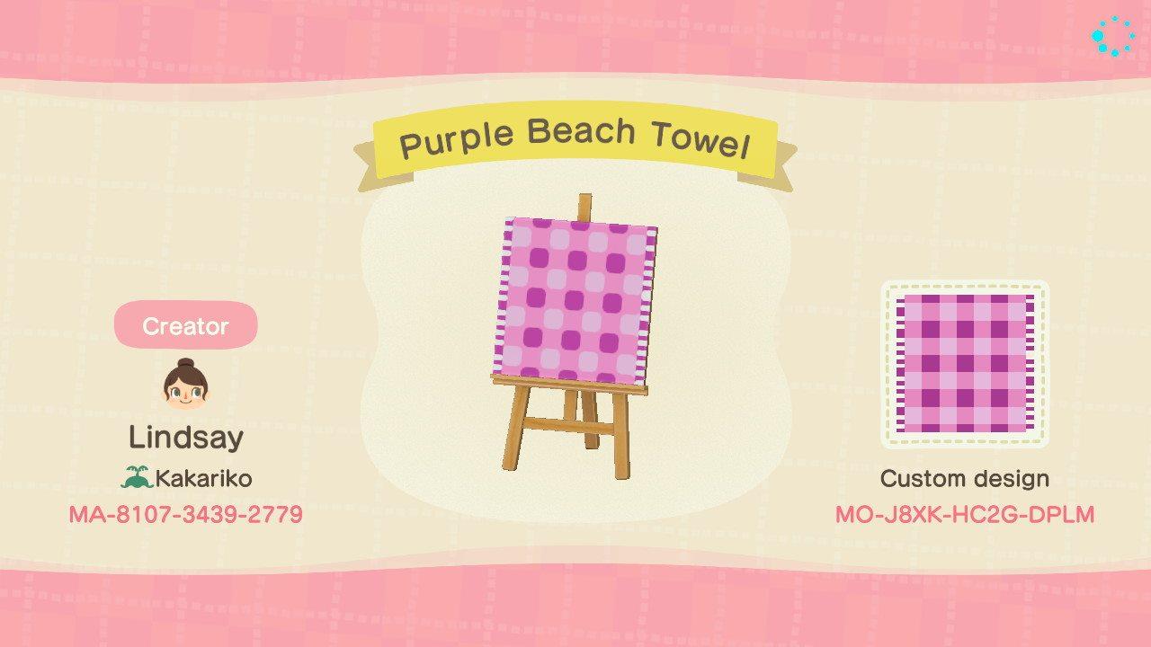 Animal Crossing Design Code: MO-J8XK-HC2G-DPLM Purple Beach Towel