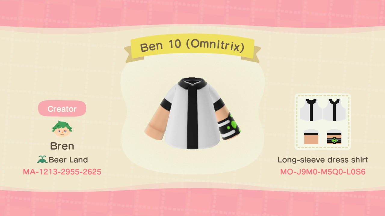 Animal Crossing Design Code: MO-J9M0-M5Q0-L0S6 Ben 10 (Omnitrix)