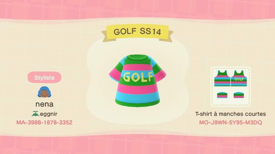 Animal Crossing Design Code: MO-J9WN-5Y95-M3DQ GOLF SS14
