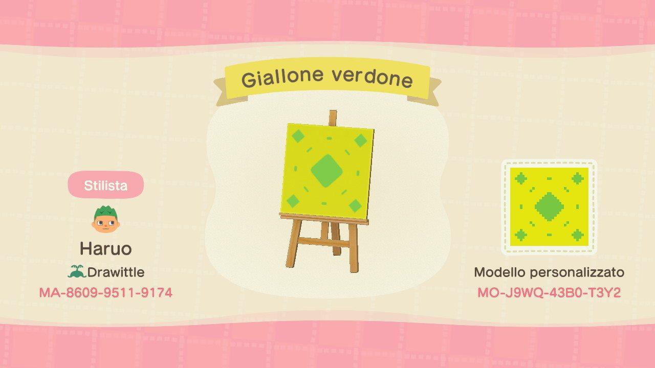 Animal Crossing Design Code: MO-J9WQ-43B0-T3Y2 Giallone Verdone