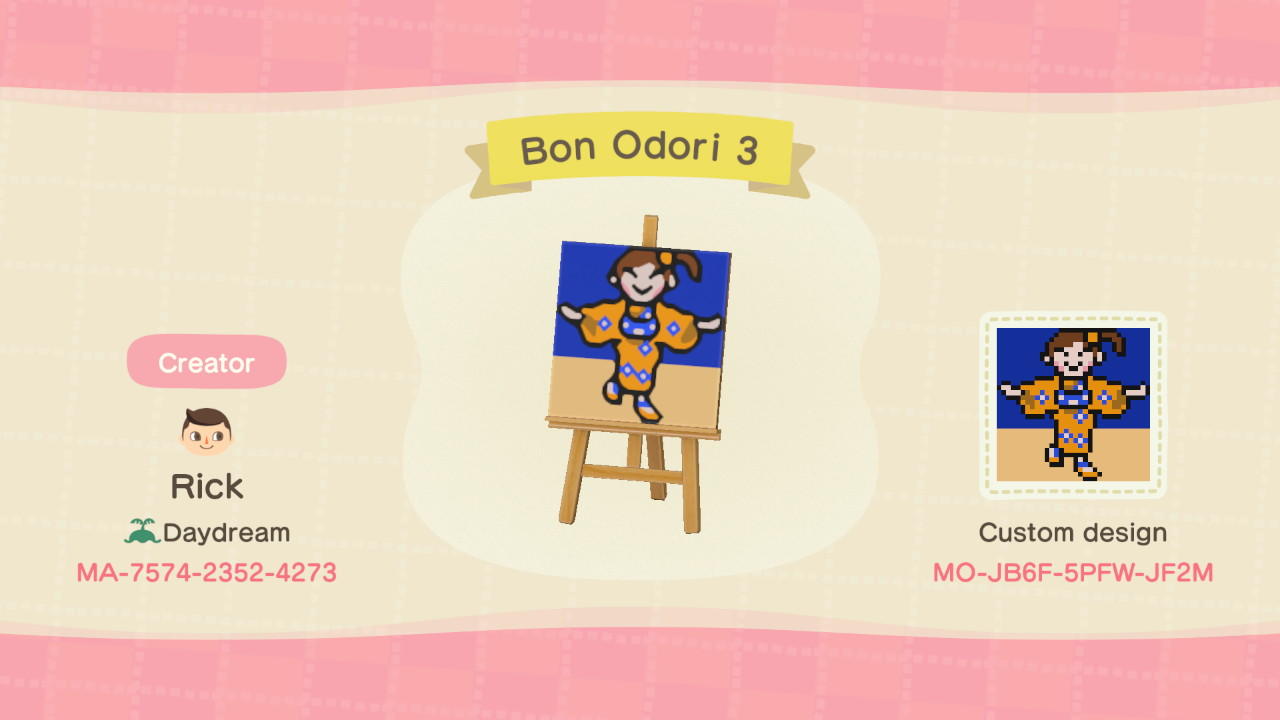 Animal Crossing Design Code: MO-JB6F-5PFW-JF2M Bon Odori 3