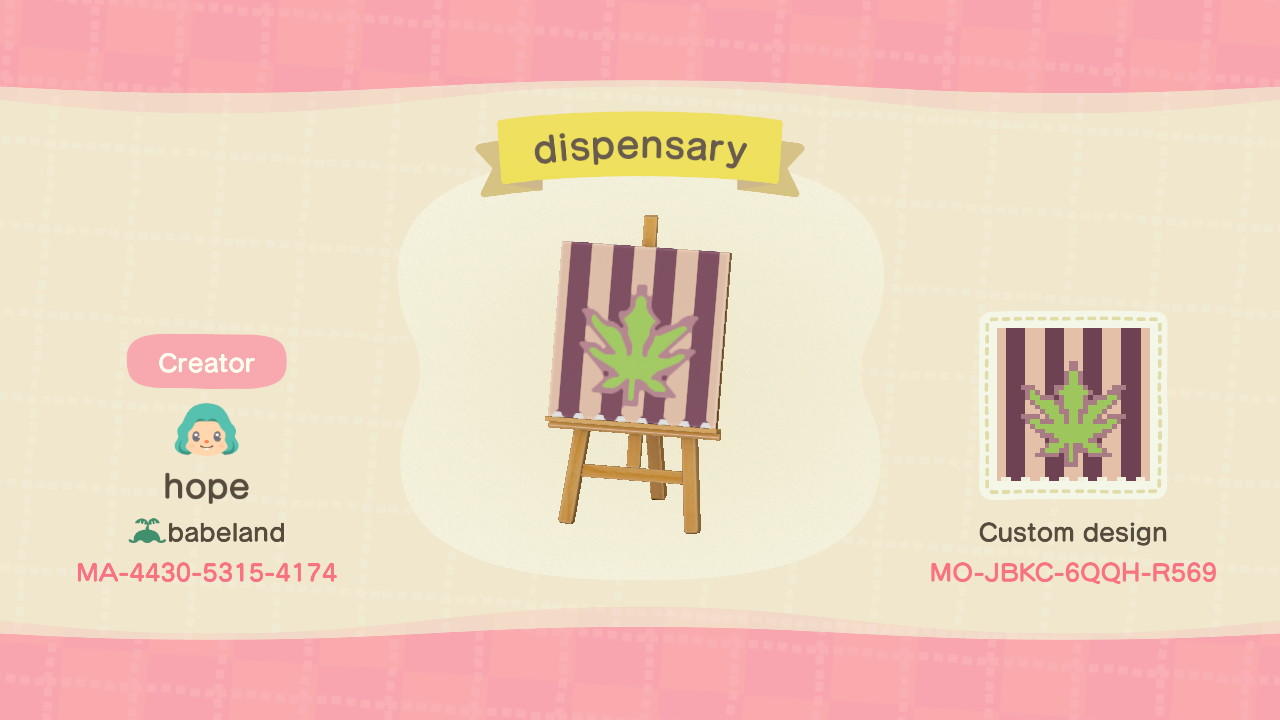 Animal Crossing Design Code: MO-JBKC-6QQH-R569 dispensary stall